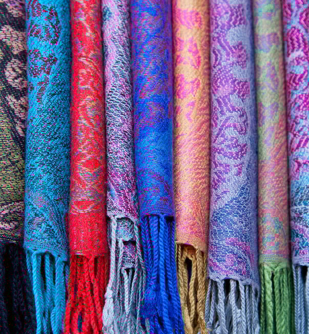 Colourful pashmina shawls
